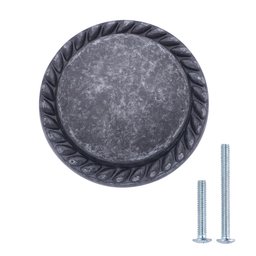 AmazonBasics Round Braided Cabinet Knob, 1.25-inch Diameter, Antique Silver, 10-Pack