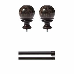 AmazonBasics Marble Ball Finial with 1" Double Curtain Rod - 72-144", Espresso (Dark Bronze)