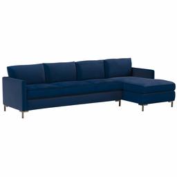Amazon Brand – Rivet Edgewest Low Back Modern Right Chaise Sofa Sectional, 115"W, Blue Ink