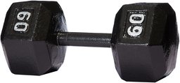 AmazonBasics Cast Iron Hex Dumbbell Weight - 14.2 x 6.9 x 6 Inches, 60 Pounds, Black