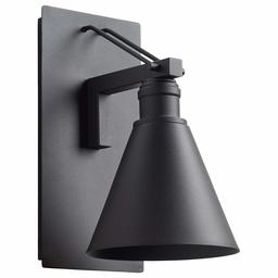 Amazon Brand – Stone & Beam Modern Indoor Outdoor Wall Mount Sconce with Light Bulb, 11.75"H, Black
