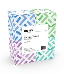 Amazon Brand - Solimo Facial Tissues with Lotion (4 Cube Boxes), 75 Tissues per Box (300 Tissues Total)