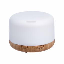 AmazonBasics 500ml Ultrasonic Aromatherapy Essential Oil Diffuser, Classic Wood Grain Base, Includes Timer and 7-Colour Night Light