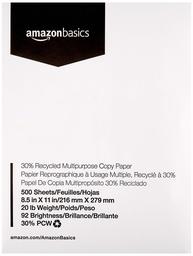 AmazonBasics 30% Recycled Multipurpose Copy Printer Paper - 8.5 x 11 Inches, 1 Ream (500 Sheets) (Renewed)