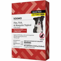 Amazon Brand - Solimo Flea, Tick & Mosquito Topical for Large Dogs (21-55 pounds), 6 Count