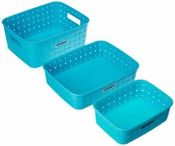 Amazon Brand - Solimo Fruit Basket Set (3 pieces, Blue)
