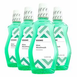 Amazon Brand - Solimo Mint Mouthwash, Fresh Mint, 1 Liter (Pack of 4)
