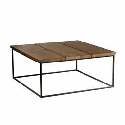 Amazon Brand - Alkove Hayes Contemporary Solid Wood Coffee Table, 90 x 90 x 40cm, Wild Oak with Smoked Oil Finish/Black Metal Frame