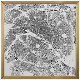 Amazon Brand – Rivet Modern Gold Framed Black and White Paris Map Print, 20" x 20"