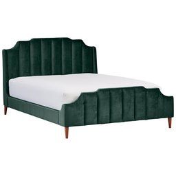 Amazon Brand – Rivet Gwyneth Mid-Century Velvet King Bed with Headboard, 92.1" L, Jade Green