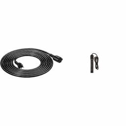 AmazonBasics Extension Cord - 15 feet - US - Black & 6-Outlet Surge Protector Power Strip, 790 Joule - Black