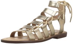 Amazon Brand - 206 Collective Women's Myrtle Gladiator Fashion Sandal Flat, gold leather, 7 B US