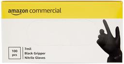 AmazonCommercial Powder Free Disposable Nitrile Gloves, 7 mil, Black, Gripper, 240MM Size M, 100 per Pack