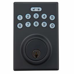 AmazonBasics Contemporary Electronic Keypad Deadbolt Door Lock, Keyed Entry, Matte Black