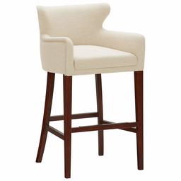 Amazon Brand – Stone & Beam Wickstrom Upholstered Bar Stool with Arms, 41"H, Caribbean Sand Beige