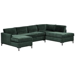 Amazon Brand – Rivet Edgewest Low Back Modern Right U-Sectional, 117"W, Hunter Green