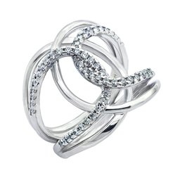 [Find] Amazon Collection Platinum Lycra Solid Sterling Silver Cubic Zirconia Platinum nia Fashion fowa-dotorendyiinta-rokkuringu, Size 11
