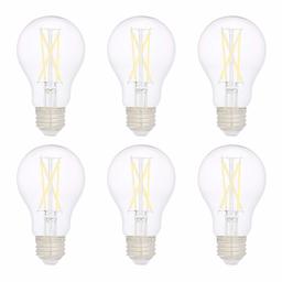 AmazonBasics 60W Equivalent, Clear, Daylight, Non-Dimmable, 10,000 Hour Lifetime, A19 LED Light Bulb | 6-Pack