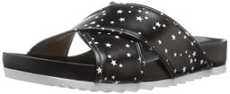 The Fix Amazon Brand Women's Unda Cross Strap Footbed Platform Slide Sandal, Black/White, 10 B US