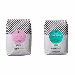 AmazonFresh Whole Bean Coffee 32oz bundle - Donut Cafe Medium Roast and Dark Roast