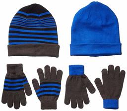 Spotted Zebra Boys' Kids Hat Scarf Mittens Gloves Cold Weather Accessories Sets, 2-Pack Stripe, Small