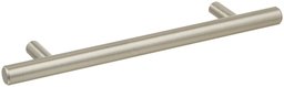 AmazonBasics Euro Bar Cabinet Handle (1/2" Diameter), 7.38" Length (5" Hole Center), Satin Nickel, 25-Pack