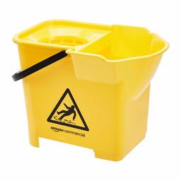 AmazonCommercial Pail and Mop Strainer Combo With Dirt Filter, 17-Quart, Yellow - 3-Pack