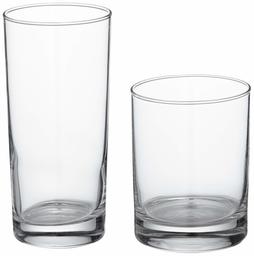 AmazonBasics Admiral 16-Piece Old Fashioned and Coolers Glass Drinkware Set