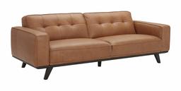 Amazon Brand – Rivet Bigelow Modern Leather Sofa with Square Legs, 89.4"W, Cognac