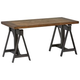 Amazon Brand – Stone & Beam Industrial Metal Office Computer Desk, 60"W, Power Sit to Standing Table, Brown/Black