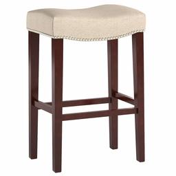 Ravenna Home Faraday Saddle Nailhead Bar Stool, 30.5"H, Sand