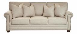 Amazon Brand – Stone & Beam Cedar Upholstered Sofa Couch with Nailheads, 91"W, Oat Beige