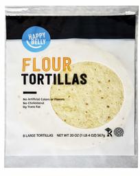 Amazon Brand - Happy Belly Flour Tortillas, Large, 8 Count