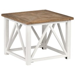 Amazon Brand – Stone & Beam Coastal Breeze Accent Side End Table, 27.5"W, Natural and White
