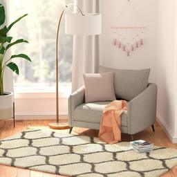 Amazon Basics Modern Plush Moroccan Trellis Shag Area Rug - 5x8 (4'11" x 7'8"), Ivory