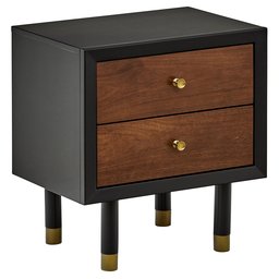 Amazon Brand – Rivet Mid-Century Modern Leonard 2-Tone Nightstand Table, 22"W, Walnut, Birch Finish