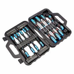 AmazonBasics 58-Piece Screwdriver Set - Precision Slotted, Phillips, Torx (Renewed)