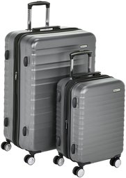 AmazonBasics Premium Hardside Spinner Luggage with Built-In TSA Lock - 2-Piece Set (21", 30"), Grey