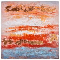 Amazon Brand – Stone & Beam Abstract Print with Copper Leaf Wall Art on Canvas - 35"H x 35"W, Gold and Red