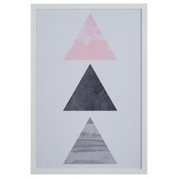 Amazon Brand – Rivet Patterned Modern Pink and Grey Triangles in White Frame Wall Art, 26" x 38"