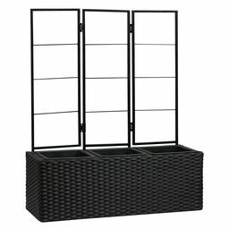 AmazonBasics Wicker Planter with Trellis - Black, 27.5" x 8.67" x 31.5"
