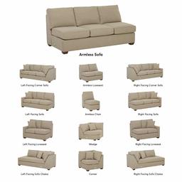 Amazon Brand – Stone & Beam Bagley Sectional Component, Armless Sofa, Fabric, 78"W, Dove