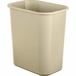 AmazonBasics 3 Gallon Plastic Commercial Trash Waste Basket, Beige, 4-Pack