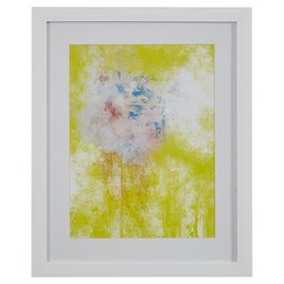 Amazon Brand – Stone & Beam Modern Yellow Abstract Print Wall Art, White Frame, 18" x 22"