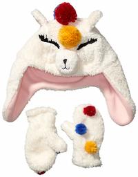 Spotted Zebra Girls' Big Kids 2-Piece Fleece Cold Weather Accessories Set, Llama, Medium/Large (8-14)