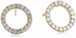 18K Yellow Gold Plated Sterling Silver Diamond Circle Earrings (1/5 cttw, I-J, I3)
