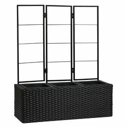 AmazonBasics Wicker Planter with Trellis - Black, 27.5" x 8.67" x 31.5" (Renewed)