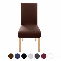 UMI by Amazon Wave Elastic Slicover Removable Washable Spandex Chair Covers Dining Chairs Covers Stretch Chair Cover Chair Protector for Living Room Brown 4 Chair Covers