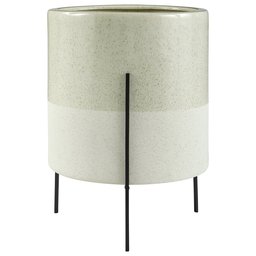 Amazon Brand – Rivet Mid-Century Ceramic Planter with Iron Stand 18.9"H, Pale Green