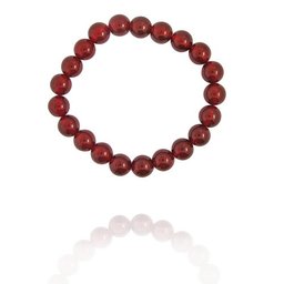 10mm Round Red Agate Bead Bracelet, 8"